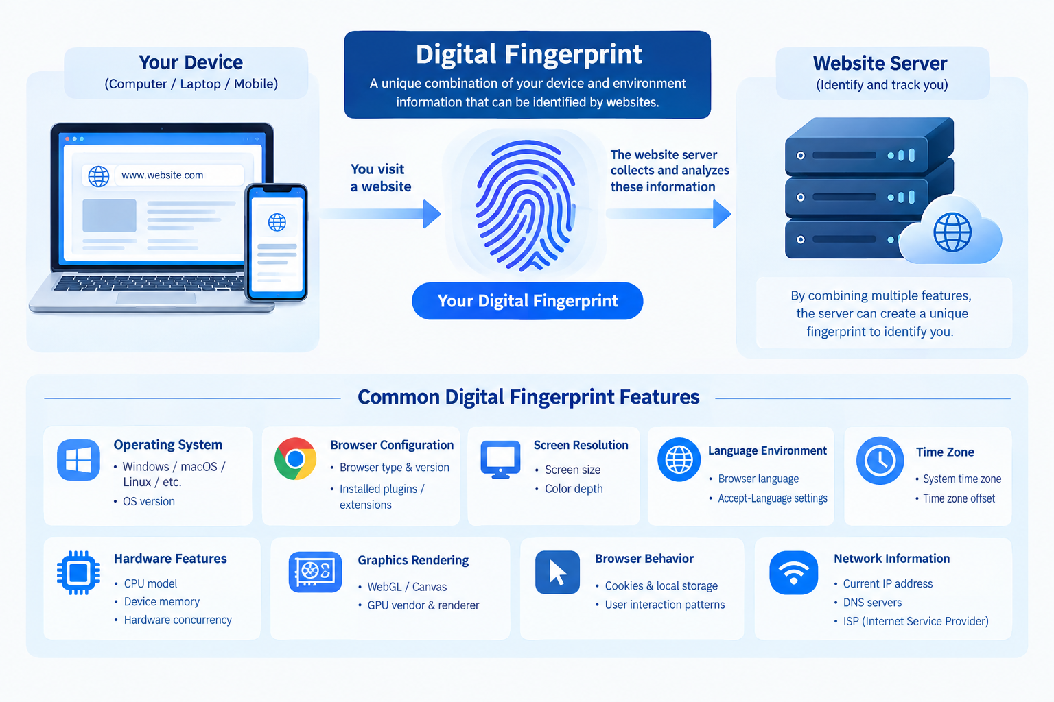 数字指纹（Digital Fingerprint）识别示意图 英文