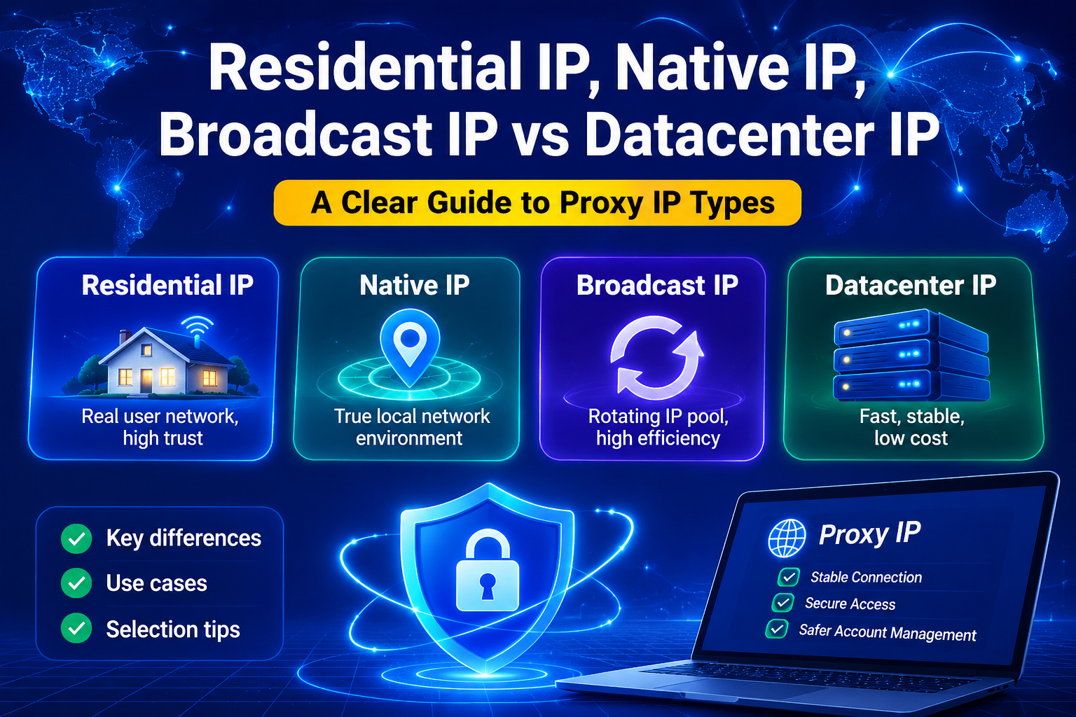 Demystifying Proxy IPs: What Are the Differences Between Residential, Native, Broadcast, and Datacenter IPs?